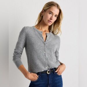 Quince Mongolian Cashmere Cardigan Sweater | Heather Grey | Large